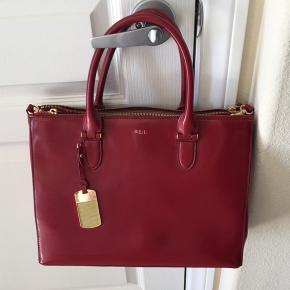 ralph lauren red leather handbag